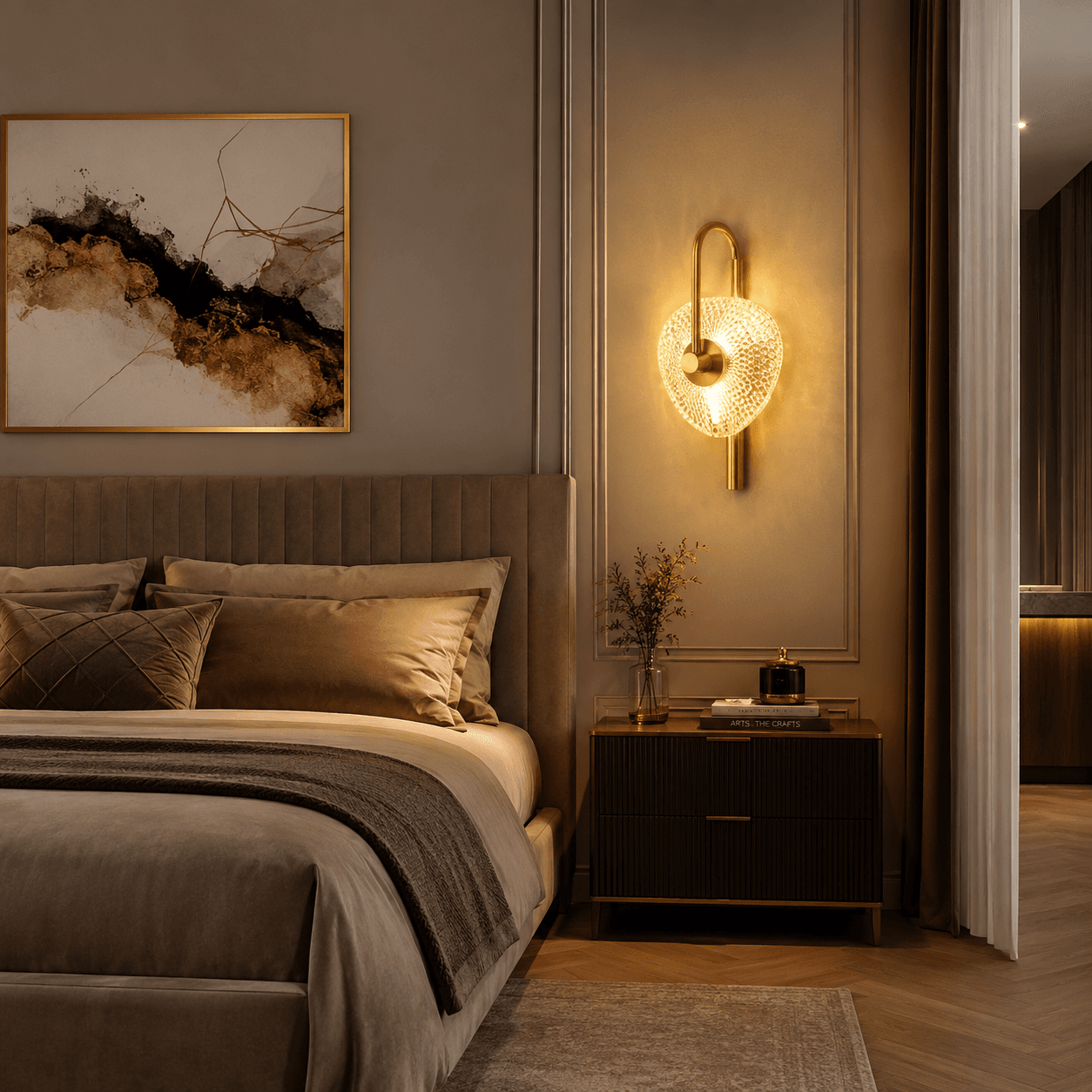 Modern Crystal LED Wall Light with Gold Finish