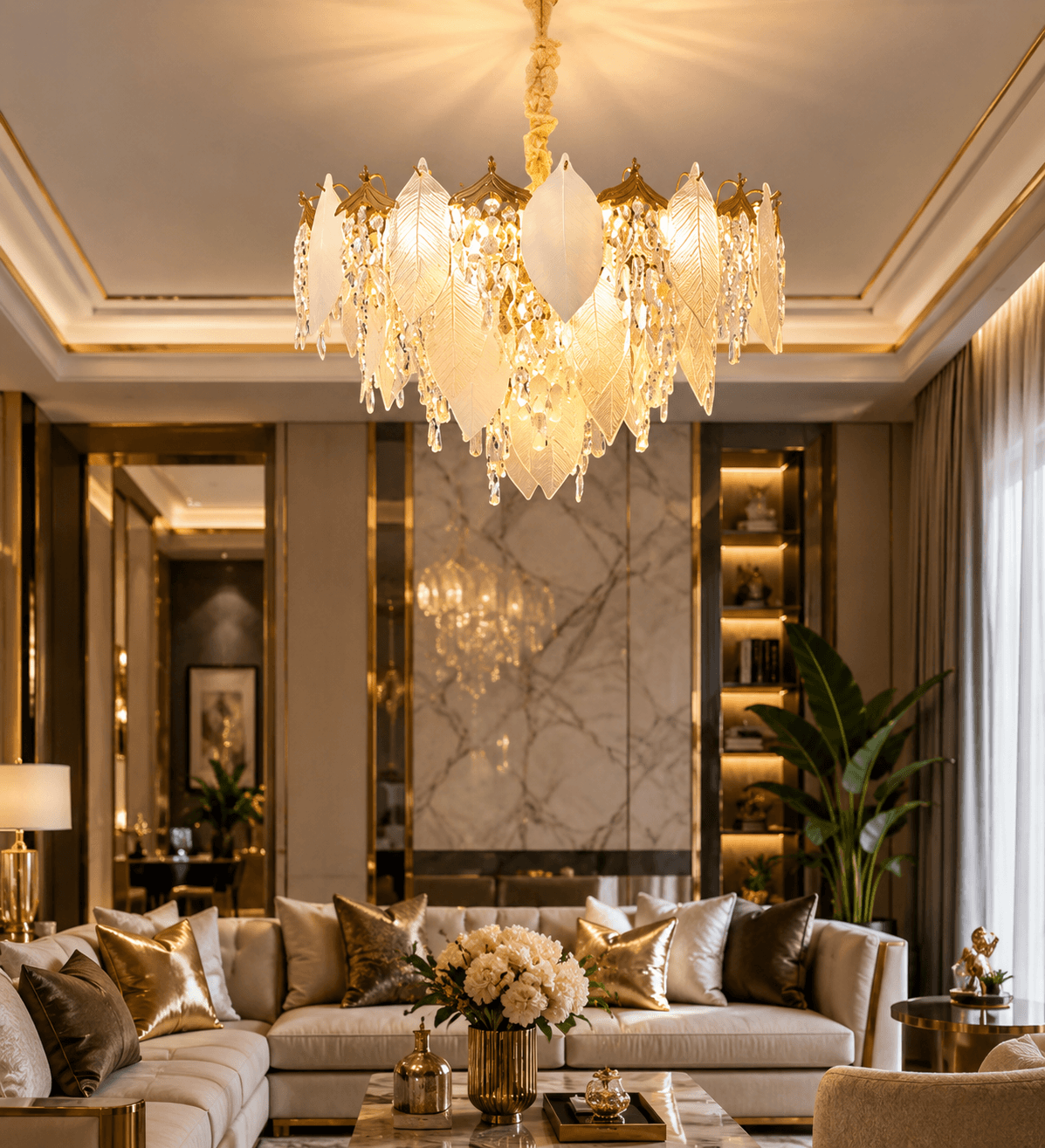 Luxury Leaf Crystal Chandelier